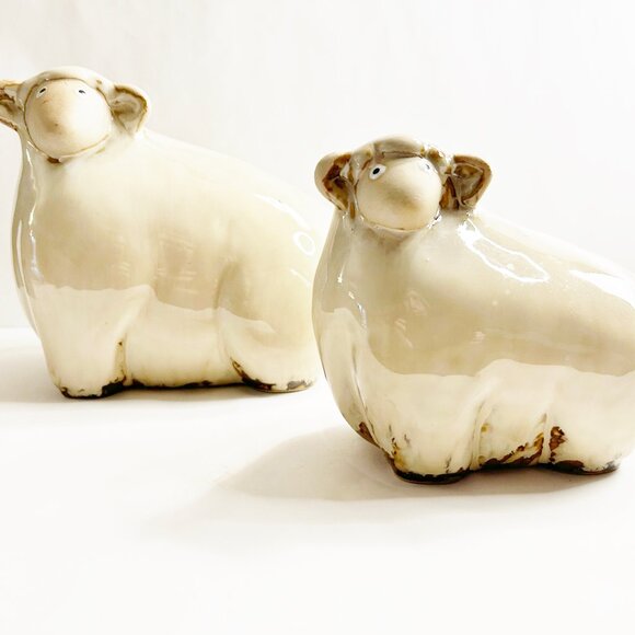 Set of 2 Ceramic Sheep - Glazed, 2 Different Sizes - Home Accents - Picture 8 of 8